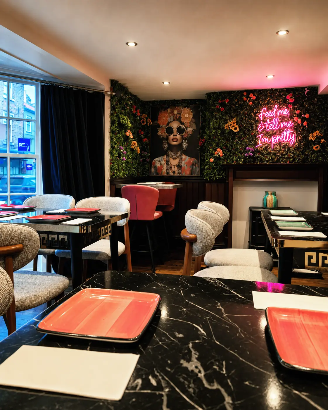 Tables ready for service inside Istanbul Bar & Grill
